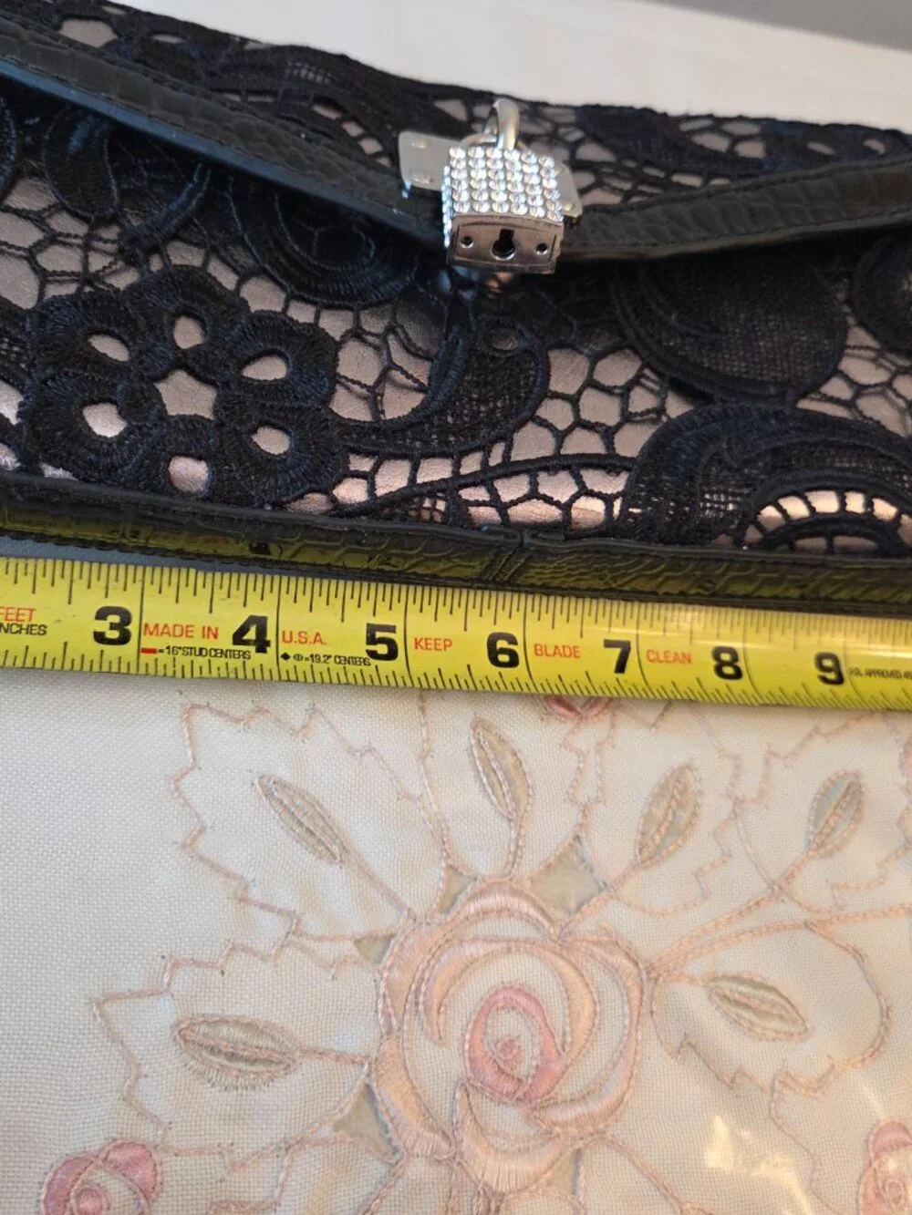 Vintage 1980s Koret Black and Lace Shoulder/Clutch